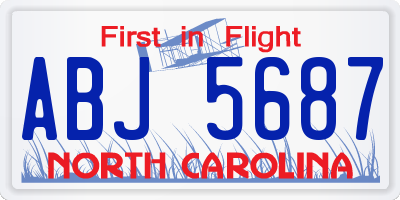 NC license plate ABJ5687