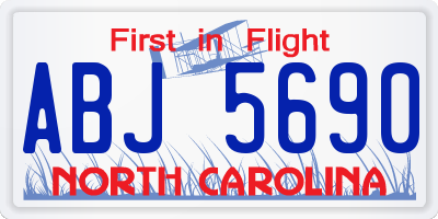 NC license plate ABJ5690