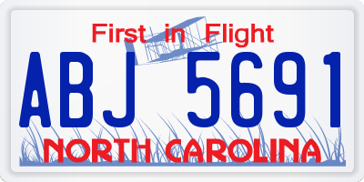NC license plate ABJ5691