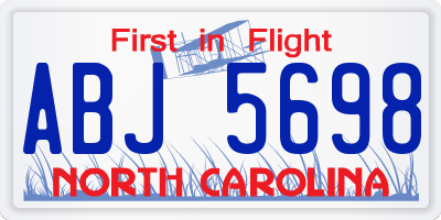NC license plate ABJ5698