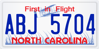 NC license plate ABJ5704