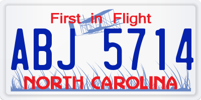 NC license plate ABJ5714