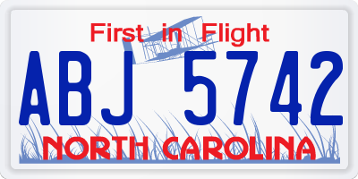 NC license plate ABJ5742