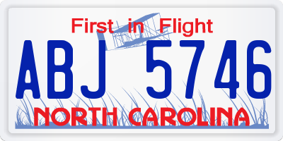 NC license plate ABJ5746