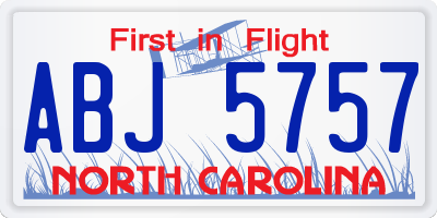 NC license plate ABJ5757