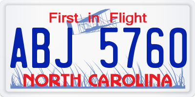 NC license plate ABJ5760
