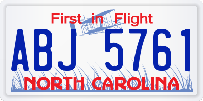 NC license plate ABJ5761