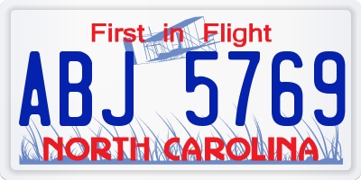 NC license plate ABJ5769