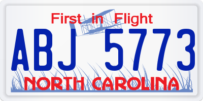 NC license plate ABJ5773