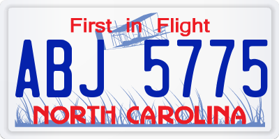 NC license plate ABJ5775