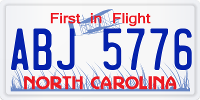 NC license plate ABJ5776