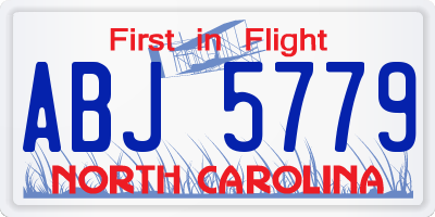 NC license plate ABJ5779