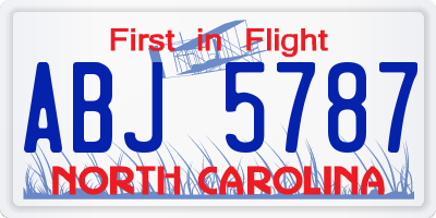 NC license plate ABJ5787