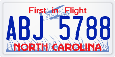 NC license plate ABJ5788