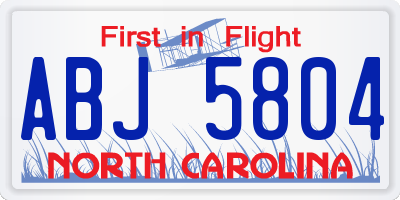 NC license plate ABJ5804
