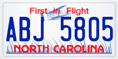 NC license plate ABJ5805
