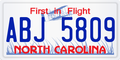 NC license plate ABJ5809