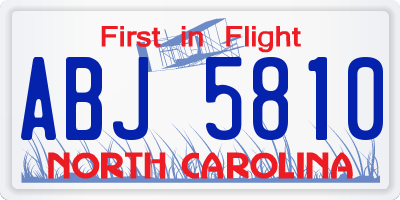 NC license plate ABJ5810