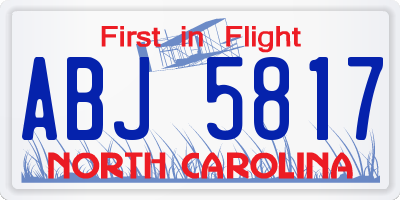 NC license plate ABJ5817
