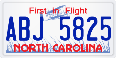 NC license plate ABJ5825