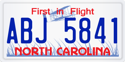 NC license plate ABJ5841