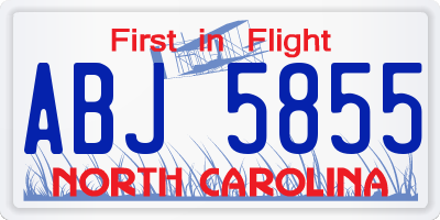 NC license plate ABJ5855
