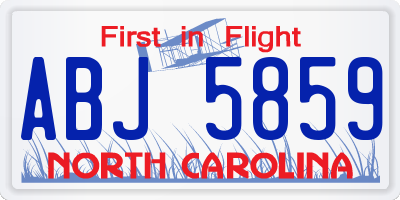 NC license plate ABJ5859