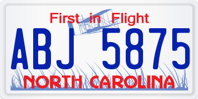 NC license plate ABJ5875