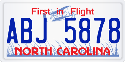 NC license plate ABJ5878