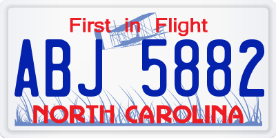 NC license plate ABJ5882