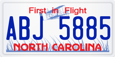 NC license plate ABJ5885