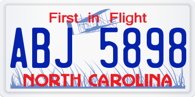 NC license plate ABJ5898
