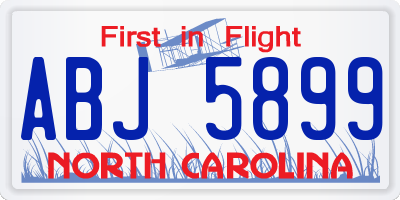 NC license plate ABJ5899