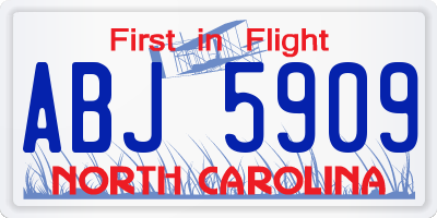 NC license plate ABJ5909