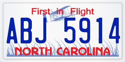 NC license plate ABJ5914