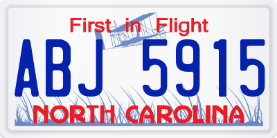 NC license plate ABJ5915