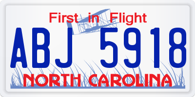 NC license plate ABJ5918