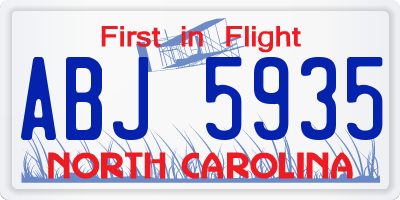NC license plate ABJ5935