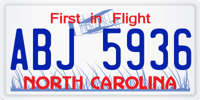 NC license plate ABJ5936