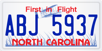 NC license plate ABJ5937