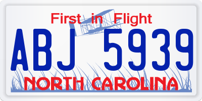 NC license plate ABJ5939