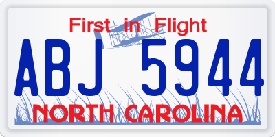 NC license plate ABJ5944