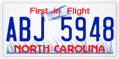 NC license plate ABJ5948
