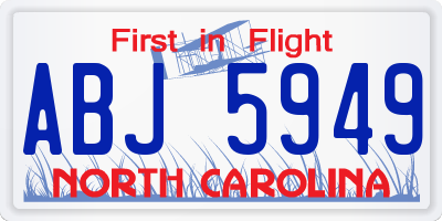 NC license plate ABJ5949