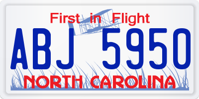 NC license plate ABJ5950