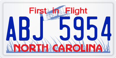 NC license plate ABJ5954