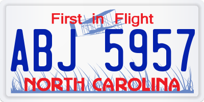 NC license plate ABJ5957