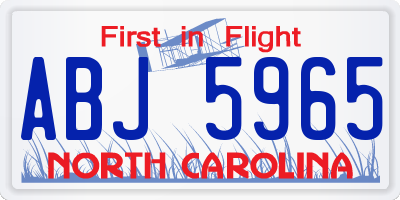 NC license plate ABJ5965