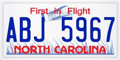 NC license plate ABJ5967