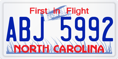 NC license plate ABJ5992